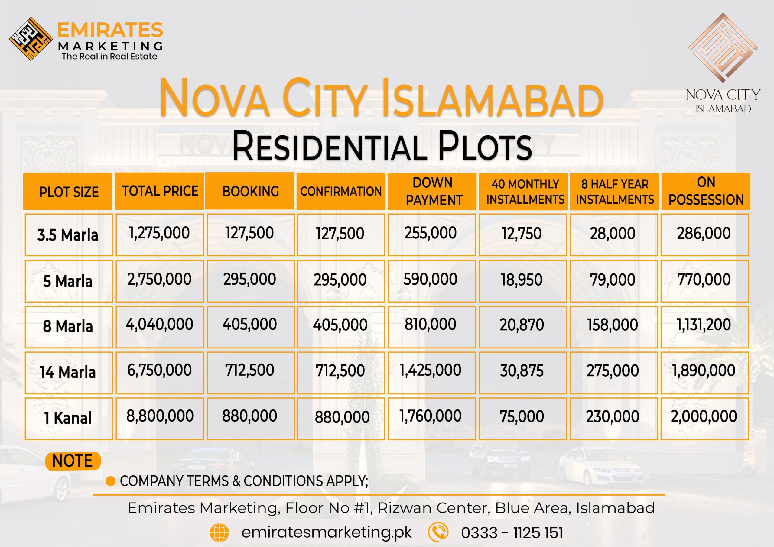 nova city islamabad general block payment plan